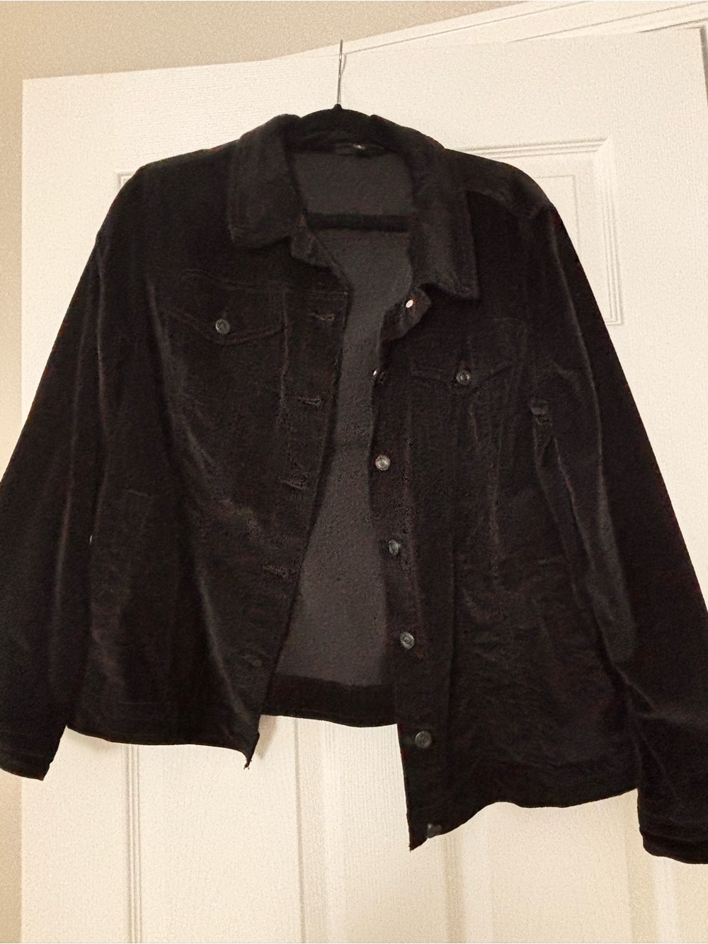 Used- Black Women's Velvet Jacket - Classic Button-Up Coat